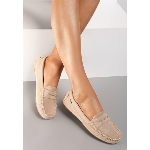 Beżowe Mokasyny Euthophai ze sklepu born2be.pl w kategorii Mokasyny damskie - zdjęcie 185686362