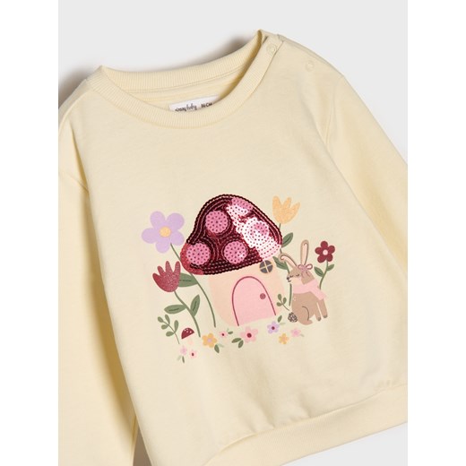 Sinsay - Bluza z cekinami - kremowy Sinsay 68 (3-6 m) Sinsay