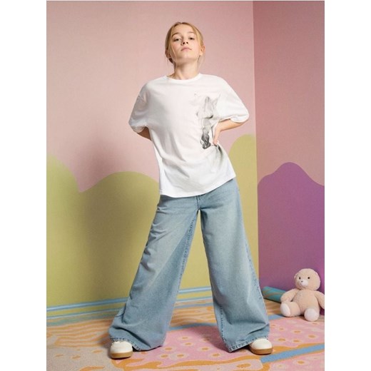 Sinsay - Jeansy wide leg high waist - niebieski ze sklepu Sinsay w kategorii Spodnie dziewczęce - zdjęcie 185690753
