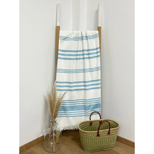 Le Comptoir de la Plage Fouta &quot;Karabuk&quot; w kolorze biało-turkusowym - 180 x 140 cm ze sklepu Limango Polska w kategorii Ręczniki - zdjęcie 185690914