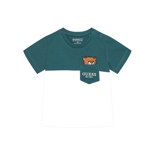Guess T-Shirt N5YI1 1K8HM4 Zielony Regular Fit ze sklepu MODIVO w kategorii T-shirty chłopięce - zdjęcie 185691402