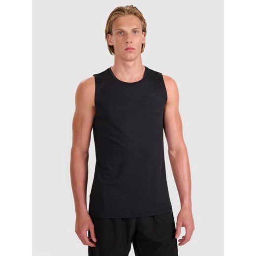 Męski tank top treningowy 4F 4FWMM00TFSLM0764 - czarny ze sklepu Sportstylestory.com w kategorii T-shirty męskie - zdjęcie 185694223