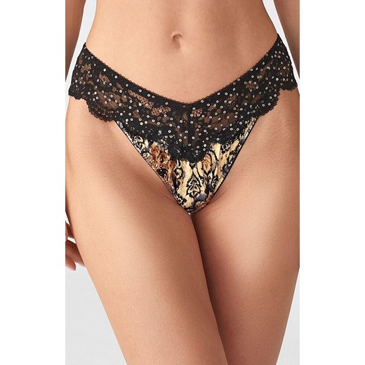 Marilyn stringi damskie czarno-złote Moonlight, Kolor czarno-złoty, Rozmiar M, Marilyn ze sklepu Intymna w kategorii Majtki damskie - zdjęcie 185696661