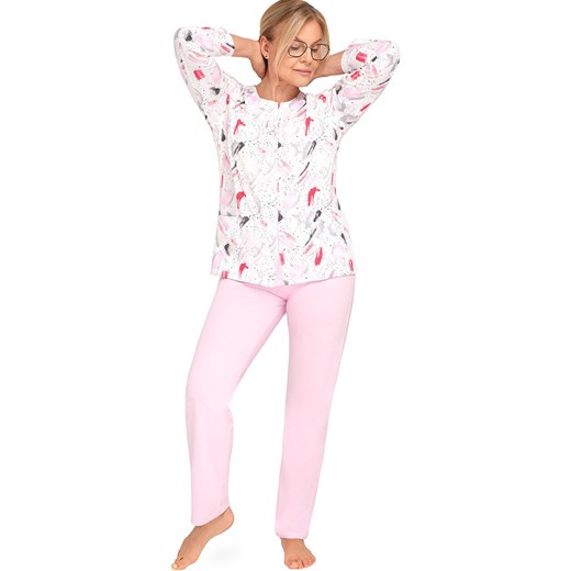 Długa piżama damska Maria III 202 31, Kolor różowy-wzór, Rozmiar 2XL, MARTEL ze sklepu Intymna w kategorii Piżamy damskie - zdjęcie 185696732