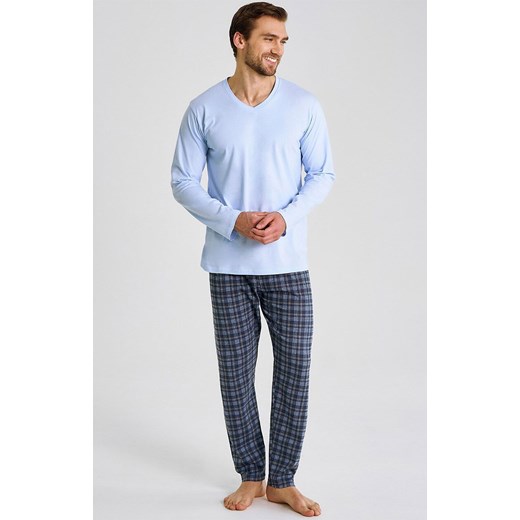 Bawełniana piżama męska błękitna Mark 3475, Kolor błękitny-wzór, Rozmiar XXL, Taro ze sklepu Intymna w kategorii Piżamy męskie - zdjęcie 185696754