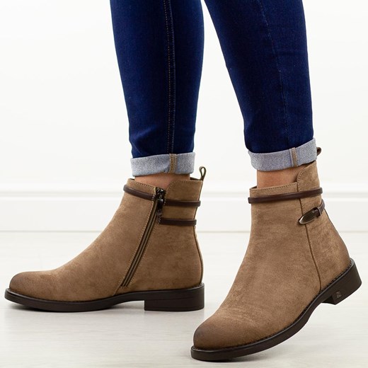 Beżowe zamszowe botki damskie Potocki 12695 Potocki 40 suzana.pl