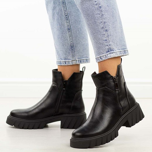 Czarne botki damskie platformie M.Daszyński 2502-5 37 suzana.pl