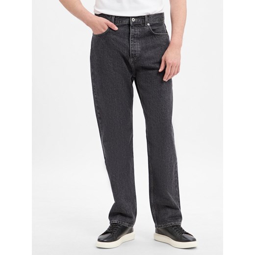 HUGO BLUE Męskie jeansy baggy fit - Nate Mężczyźni Bawełna czarny jednolity ze sklepu vangraaf w kategorii Jeansy męskie - zdjęcie 185699370