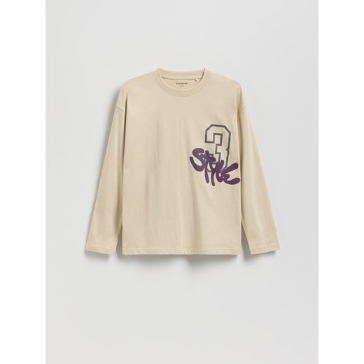 Reserved - Longsleeve z nadrukiem - beżowy ze sklepu Reserved w kategorii T-shirty chłopięce - zdjęcie 185699391