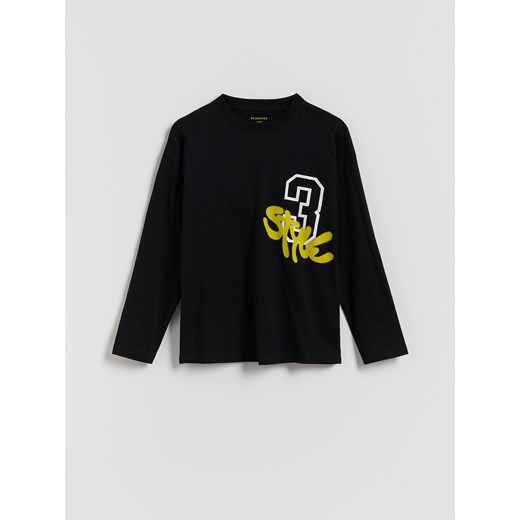 Reserved - Longsleeve z nadrukiem - czarny ze sklepu Reserved w kategorii T-shirty chłopięce - zdjęcie 185699393