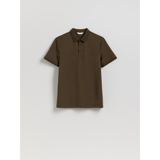 Reserved - Koszulka polo regular fit - ciemnozielony ze sklepu Reserved w kategorii T-shirty męskie - zdjęcie 185699450
