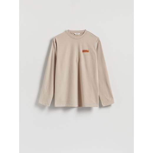 Reserved - Longsleeve regular - beżowy ze sklepu Reserved w kategorii T-shirty męskie - zdjęcie 185699483