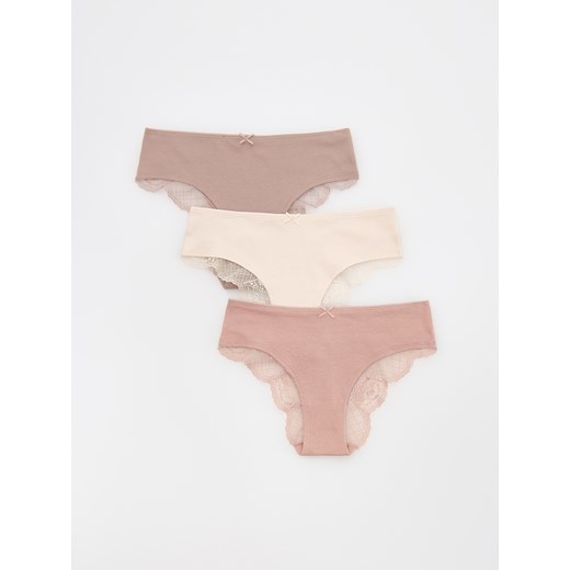 Reserved - Bawełniane majtki typu hipster 3 pack - brudny róż ze sklepu Reserved w kategorii Majtki damskie - zdjęcie 185700004