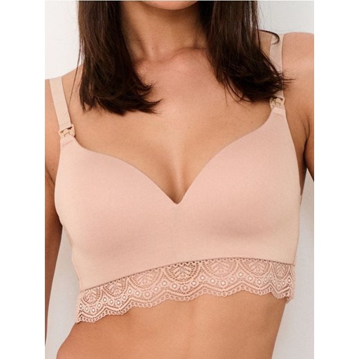 Sinsay - Wiskozowy biustonosz do karmienia z koronką - beżowy - id: 190FX-08X - marki Sinsay - 185702091 Sinsay - Wiskozowy biustonosz do karmienia z koronką - beżowy ze sklepu Sinsay w kategorii Biustonosze - zdjęcie 185702091