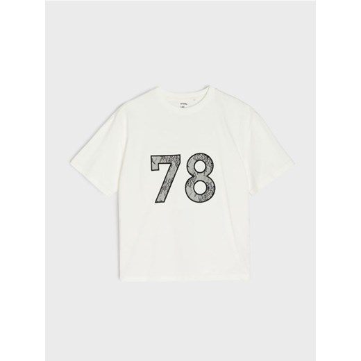 Sinsay - Koszulka z krótkim rękawem - kremowy Sinsay 140 (9-10 l) Sinsay