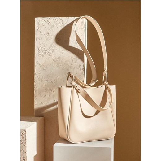 Sinsay - Torebka shopper z odpinaną kosmetyczką - kremowy ze sklepu Sinsay w kategorii Torby Shopper bag - zdjęcie 185702300