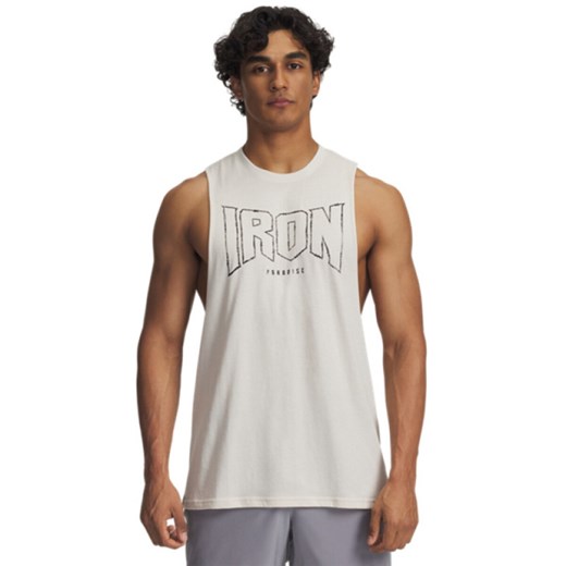 Męski top tank treningowy Under Armour Project Rock Tank - biały ze sklepu Sportstylestory.com w kategorii T-shirty męskie - zdjęcie 185704230