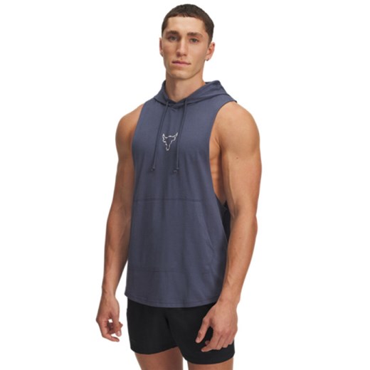 Męski top treningowy z kapturem Under Armour Project Rock Q3PO SL Hoodie - szary ze sklepu Sportstylestory.com w kategorii Bluzy męskie - zdjęcie 185704253
