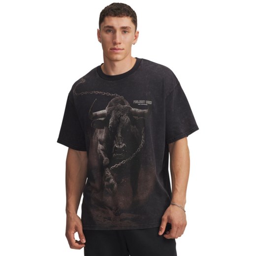 Męski t-shirt z nadrukiem Under Armour Project Rock Washed HWT -  czarny ze sklepu Sportstylestory.com w kategorii T-shirty męskie - zdjęcie 185704301