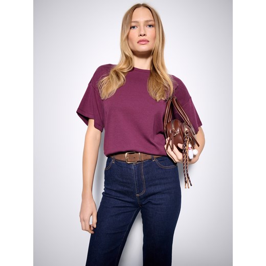 Mohito - T-shirt basic - bordowy ze sklepu Mohito w kategorii Bluzki damskie - zdjęcie 185705210