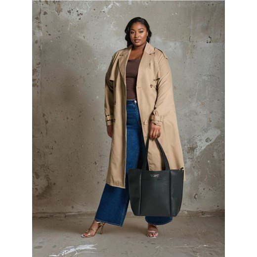 Sinsay - Torebka shopper z imitacji groszkowej skóry - czarny ze sklepu Sinsay w kategorii Torby Shopper bag - zdjęcie 185708442