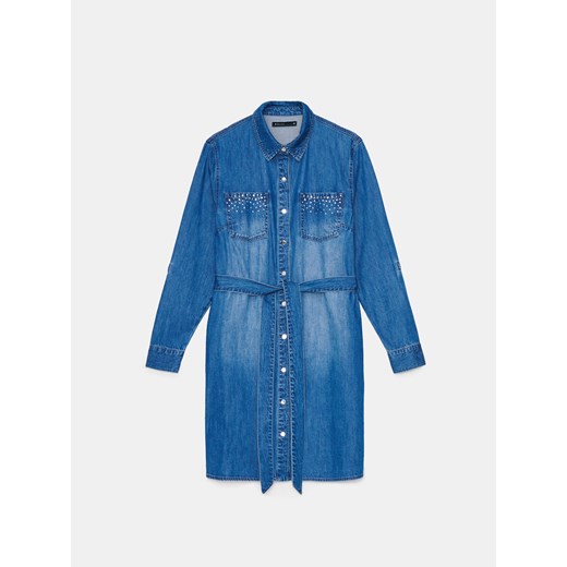 Mohito - Jeansowa sukienka mini - niebieski ze sklepu Mohito w kategorii Sukienki - zdjęcie 185710170