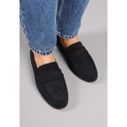 Czarne Mokasyny Vices ze Skórzaną Wkładką i Ozdobnymi Przeszyciami Adestiia 36 born2be.pl
