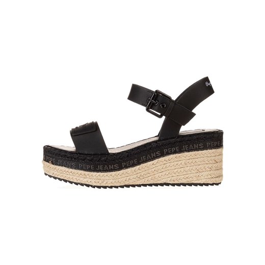 Pepe Jeans FOOTWEAR Sandały w kolorze czarnym na koturnie ze sklepu Limango Polska w kategorii Espadryle damskie - zdjęcie 185713191