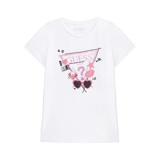 Guess T-Shirt J5YI00 K6YW4 Biały Regular Fit ze sklepu MODIVO w kategorii Bluzki dziewczęce - zdjęcie 185713692