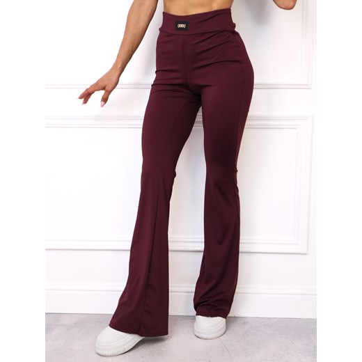 LEGGINSY FLARE Z ROZSZERZANYMI NOGAWKAMI I NASZYWKĄ- BORDOWE ze sklepu olika.com.pl w kategorii Spodnie damskie - zdjęcie 185715200