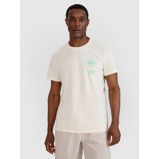 Męski t-shirt z nadrukiem 4F 4FRSS25TTSHM2688 - beżowy ze sklepu Sportstylestory.com w kategorii T-shirty męskie - zdjęcie 185716171