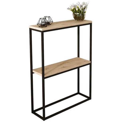 Konsola w stylu loft czarny + dąb artisan - Carello 4X ze sklepu Edinos.pl w kategorii Konsole - zdjęcie 185717440