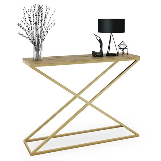 Minimalistyczna konsola złoty + dąb artisan T1-D11 Elior Edinos.pl