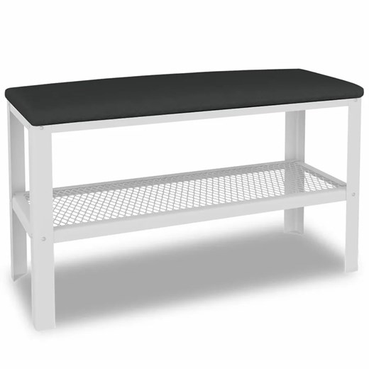 Industrialna pufa do przedpokoju z półką na buty biały + czarny - Sagal 5X ze sklepu Edinos.pl w kategorii Zestawy mebli do przedpokoju - zdjęcie 185718154