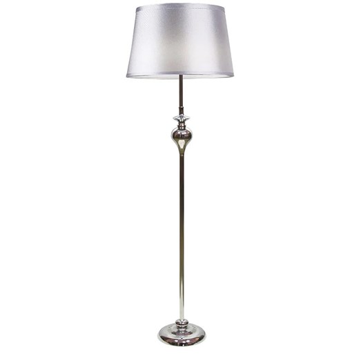 Srebrna lampa podłogowa z abażurem - T031 - Greko ze sklepu Edinos.pl w kategorii Lampy podłogowe - zdjęcie 185718321