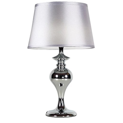 Klasyczna lampa stołowa ze srebrnym abażurem - T030 - Greko Lumes Edinos.pl