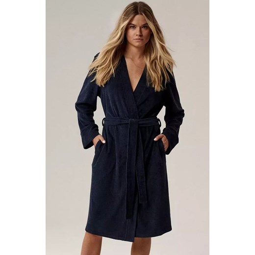 Szlafrok damski SZL-002-GRANATOWY, Kolor granatowy, Rozmiar S/M, ATLANTIC ze sklepu Primodo w kategorii Szlafroki damskie - zdjęcie 185721062