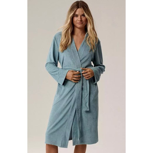 Szlafrok damski SZL-002-STALOWY NIEBIESKI, Kolor niebieski, Rozmiar S/M, ATLANTIC ze sklepu Primodo w kategorii Szlafroki damskie - zdjęcie 185721070