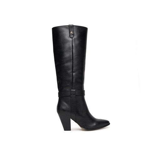 Kozaki Tommy Hilfiger T-Strap Pointy FW0FW08982 Czarny ze sklepu eobuwie.pl w kategorii Kozaki damskie - zdjęcie 185723002