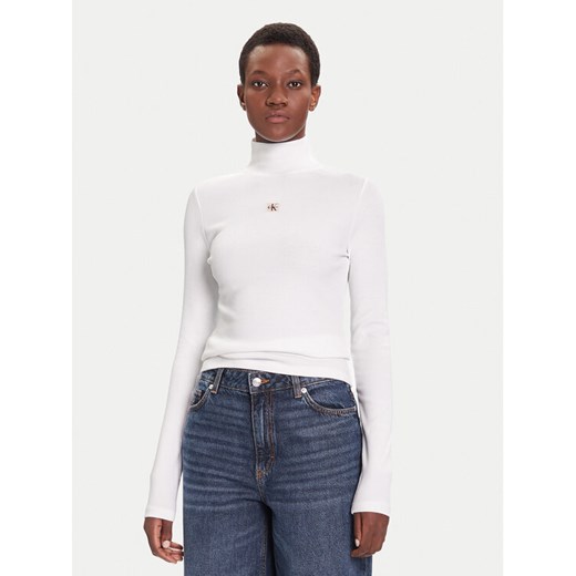Calvin Klein Jeans Golf LV047D203G Biały Slim Fit ze sklepu MODIVO w kategorii Swetry damskie - zdjęcie 185724111