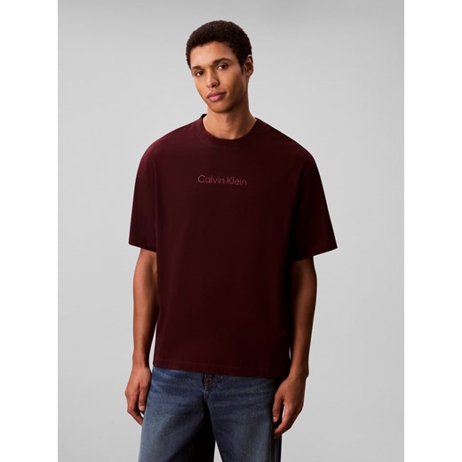 Calvin Klein Koszulka męska Mężczyźni Bawełna bakłażanowy jednolity ze sklepu vangraaf w kategorii T-shirty męskie - zdjęcie 185724764