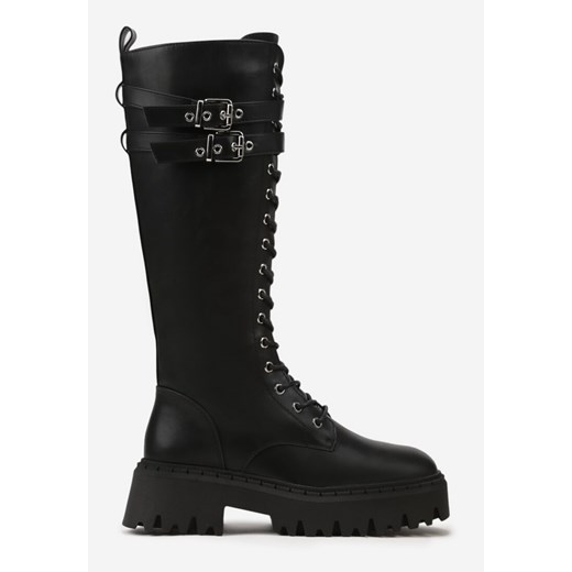 Czarne Kozaki Workery Vices z Ozdobnymi Klamrami Enorpie 41 born2be.pl