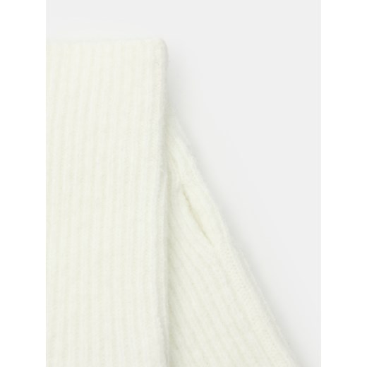 Sinsay - Prążkowane rękawiczki mitenki - kremowy Sinsay One Size Sinsay