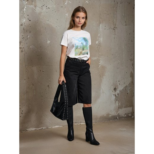 Sinsay - Koszulka z krótkim rękawem - kremowy Sinsay XS Sinsay