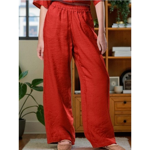 Sinsay - Spodnie wide leg z modalem - czerwony ze sklepu Sinsay w kategorii Spodnie damskie - zdjęcie 185730961