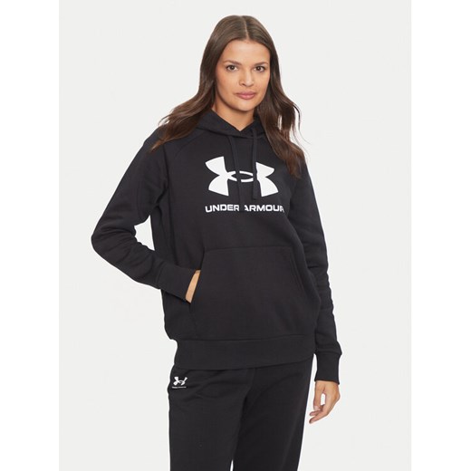 Under Armour Bluza Ua Rival Fleece Big Logo 1379501 Czarny Loose Fit ze sklepu MODIVO w kategorii Bluzy damskie - zdjęcie 185731092