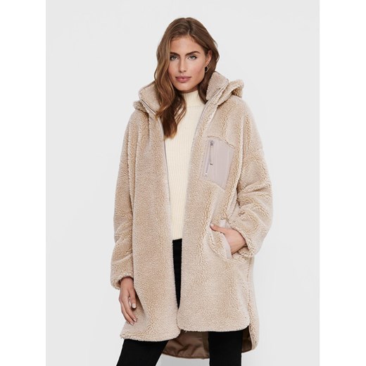 ONLY Kożuch Sascha 15230461 Beżowy Regular Fit ze sklepu MODIVO w kategorii Płaszcze damskie - zdjęcie 185731133