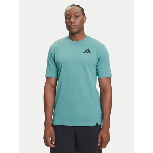 adidas T-Shirt Yay Sports Verbiage Graphic JY1830 Turkusowy Regular Fit ze sklepu MODIVO w kategorii T-shirty męskie - zdjęcie 185731162