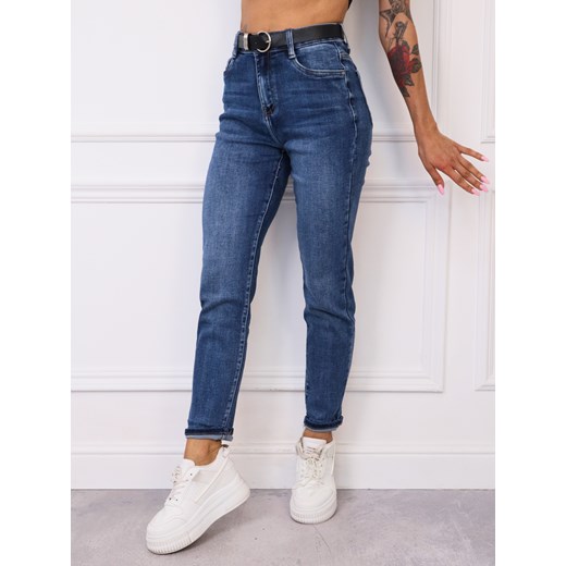 SPODNIE JEANSOWE MOM FIT+ PASEK ze sklepu olika.com.pl w kategorii Jeansy damskie - zdjęcie 185735581
