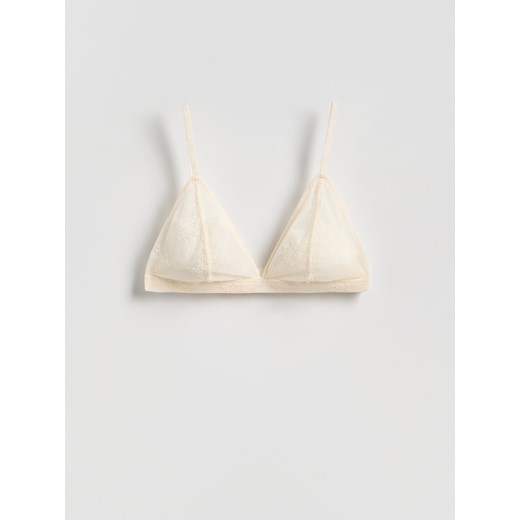 Reserved - Koronkowy biustonosz - złamana biel Reserved L Reserved